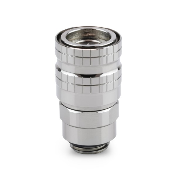 Thermal Grizzly DeltaMate Quick Disconnect Fitting | Female Coupling - Male Thread - Gloss Nickel (TG-DM-QDC-0301)