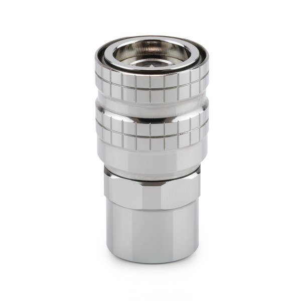 Thermal Grizzly DeltaMate Quick Disconnect Fitting | Female Coupling - Female Thread - Gloss Nickel (TG-DM-QDC-0302)