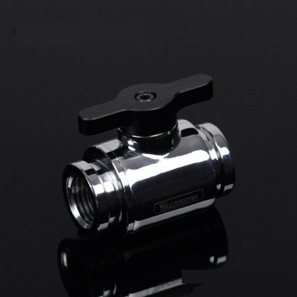 Barrow G1/4" Mini Ball Valve Fitting "Metal Handle Version" - Silver/Black (TLQFS-V1-Silver)