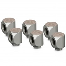 Thermal Grizzly DeltaMate Rotary Fitting - 90° - Matt Nickel - 6 Pack (TG-DM-FIT-6203)