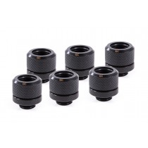 Alphacool Eiszapfen 14mm HardTube Compression Fitting G1/4 - Knurled - Deep Black - Sixpack (17552)