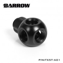 Barrow G1/4" Thread Rotary 5-Way Block Splitter Fitting - Black (TX5T-A01)