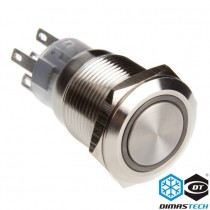 DimasTech® 19mm Vandal Resistant "Momentary" Bulgin Switch - Silver Housing - White LED (PD021)