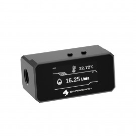 Barrowch G1/4" OLED Display Water Temperature Sensor & Flow Meter w/ 3-Pin Shutdown - Black (FBFT08)