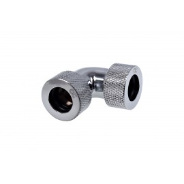 Alphacool HT 13mm HardTube Compression Fitting 90° Elbow for Acrylic, Brass, Borosilicate or Carbon Tubes- Knurled - Chrome (17295)