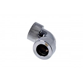 Alphacool HT 16mm HardTube Compression Fitting 90° Elbow for Acrylic, Brass, Borosilicate or Carbon Tubes- Knurled - Chrome (17297)