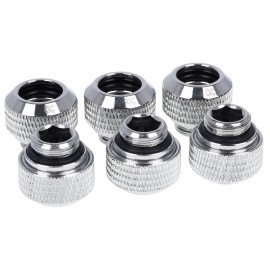 Alphacool Eiszapfen 12mm HardTube Compression Fitting G1/4 - Knurled - Sixpack - Chrome (17374)