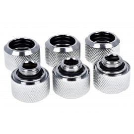 Alphacool Eiszapfen 16mm G1/4" HardTube Knurled Compression Fitting - Sixpack - Chrome (17378)