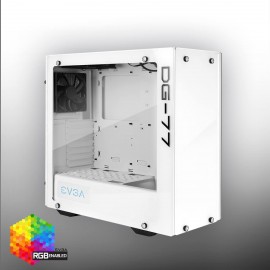 EVGA DG-77 Alpine White Mid-Tower, 3 Sides of Tempered Glass, Vertical GPU Mount, RGB LED and Control Board, K-Boost, Gaming Case (176-W1-3542-KR)