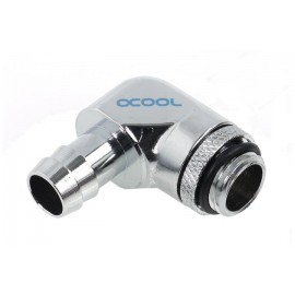 Alphacool G1/4 3/8" (10mm) 90° Revolvable Barbed Fitting with O-Ring - Chrome (17135)