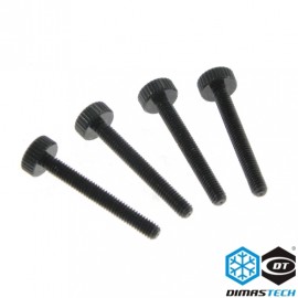 DimasTech® RadExt ThumbScrews Metric M2,5 x 20mm (4 Pieces) - Deep Black (DS018)