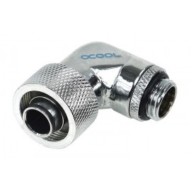 Alphacool G1/4 3/8"ID x 5/8"OD 90° Revolvable Compression Fitting - Chrome (17080)