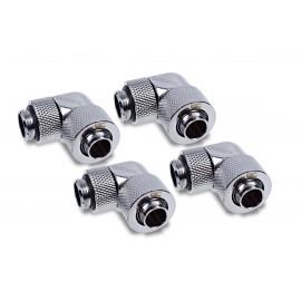 Alphacool Eiszapfen 13 /10mm HardTube Compression Fitting 90° Rotary G1/4 - Chrome - Four Pack (17312)