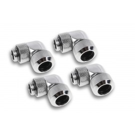 Alphacool Eiszapfen 13mm HardTube Compression Fitting 90° Rotary G1/4 for Acryl/Brass Tubes -Chrome - Four Pack (17608)