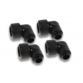 Alphacool Eiszapfen 16mm HardTube Compression Fitting 90° Rotary G1/4 for Acryl/Brass Tubes - Black - Four Pack (17609)