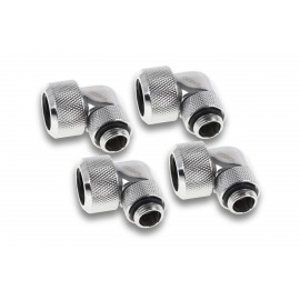 Alphacool Eiszapfen 16mm HardTube Compression Fitting 90° Rotatable G1/4 for Acryl/Brass tubes - Chrome - Four Pack (17610)
