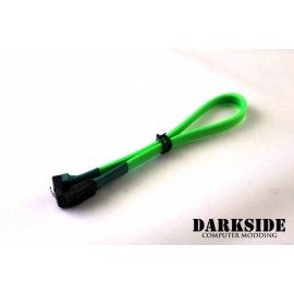 Darkside 30cm (12") SATA 3.0 180° to 90°  Data Cable with Latch - Green UV (DS-0080)