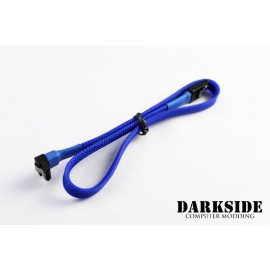 Darkside 45cm (18") SATA 3.0 180° to 90°  Data Cable with Latch - Blue UV (DS-0082)