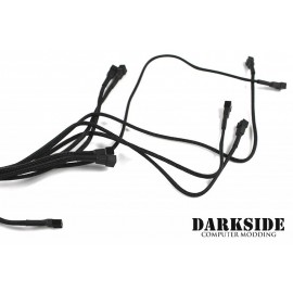 Darkside 3-pin Quad Push-Pull Radiator Fan Power Y-Cable Splitter (8x Fans) - Jet Black (DS-0101)