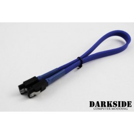 Darkside 30cm (12") SATA 3.0 180° to 180°  Data Cable with Latch - Dark Blue UV (DS-0146)