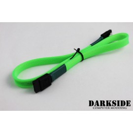 Darkside 45cm (18") SATA 3.0 180° to 180°  Data Cable with Latch - Green UV (DS-0156)