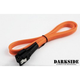 Darkside 60cm (24") SATA 3.0 180° to 180°  Data Cable with Latch - UV Orange (DS-0169)