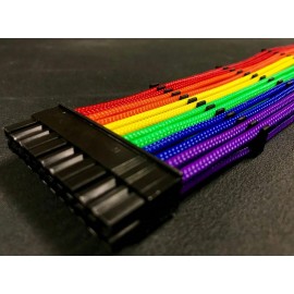 Darkside 24-Pin ATX 12" (30cm) HSL Single Braid Extension Cable - Rainbow (DS-PRIDE)