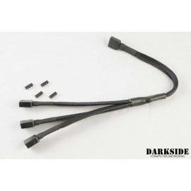 Darkside 12v 4-Pin RGB 3-Way Splitter Cable – Jet Black Sleeved (DS-1035)