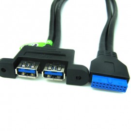 ModMyMods USB 3.0 20-Pin to Dual Type-A Extension Cable with Panel Mounts (CAB248)