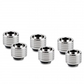 Thermal Grizzly DeltaMate 13/10mm SoftTube Compression Fitting - ST13 - Gloss Nickel - 6 Pack (TG-DM-FIT-6317)