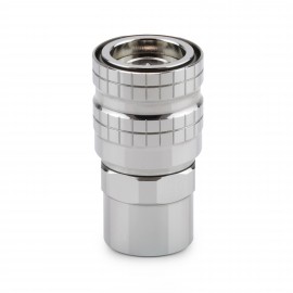 Thermal Grizzly DeltaMate Quick Disconnect Fitting | Female Coupling - Female Thread - Gloss Nickel (TG-DM-QDC-0302)