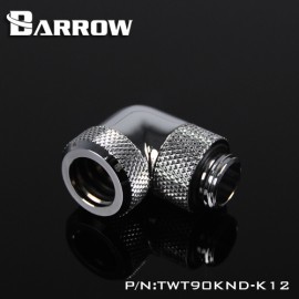 Barrow G1/4" 90 Degree Rotary Multi-Link Adapter - 12mm OD Rigid Tube - Silver (TWT90KND-K12-Silver)