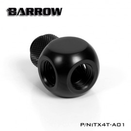 Barrow G1/4" Thread Rotary 4-Way Block Splitter Fitting - Black (TX4T-A01)