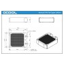 Dimension drawing: Alphacool NexXxoS XT45 Full Copper 140 mm Radiator, 186 x 144 x 45 mm