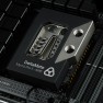 DeltaMate CPU Block Mycro Pro II AM5 mounted on a motherboard, top view with both G1/4 ports open