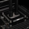 Black DeltaMate extender raising a compression fitting on a CPU water block