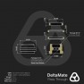 Dimension drawing: DeltaMate pass-through fitting in black with two female G1/4 threads and an 8 mm hex socket
