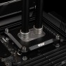 Matte nickel DeltaMate HardTube compression fittings holding two tubes on a CPU water block