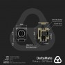 Dimension drawing: DeltaMate Rotary 90 degree fitting in black with male and female G1/4 threads and 8 mm hex sockets