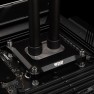 Black DeltaMate HardTube compression fittings holding two tubes on a CPU water block