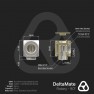 Dimension drawing: DeltaMate Rotary 90 degree fitting in matte nickel with male and female G1/4 threads and 8 mm hex sockets