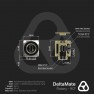 Dimension drawing: DeltaMate Rotary 90 degree fitting in gloss nickel with male and female G1/4 threads and 8 mm hex sockets