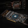 Minus Pad Extreme V2 thermal pads placed around the graphics chip on a graphics card, with the cooler lifted off