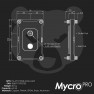 Dimension drawing: Mycro Pro RGB CPU block for AM5, 102 x 66 mm, with the inlet and outlet ports marked