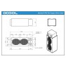 Dimension drawing: Alphacool NexXxoS XT45 Full Copper 50 mm Dual Radiator, 142 x 52.5 x 45 mm